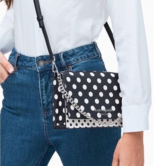 Kate Spade Polka Dot Crossbody Bag Black & White - Picture 2 of 13